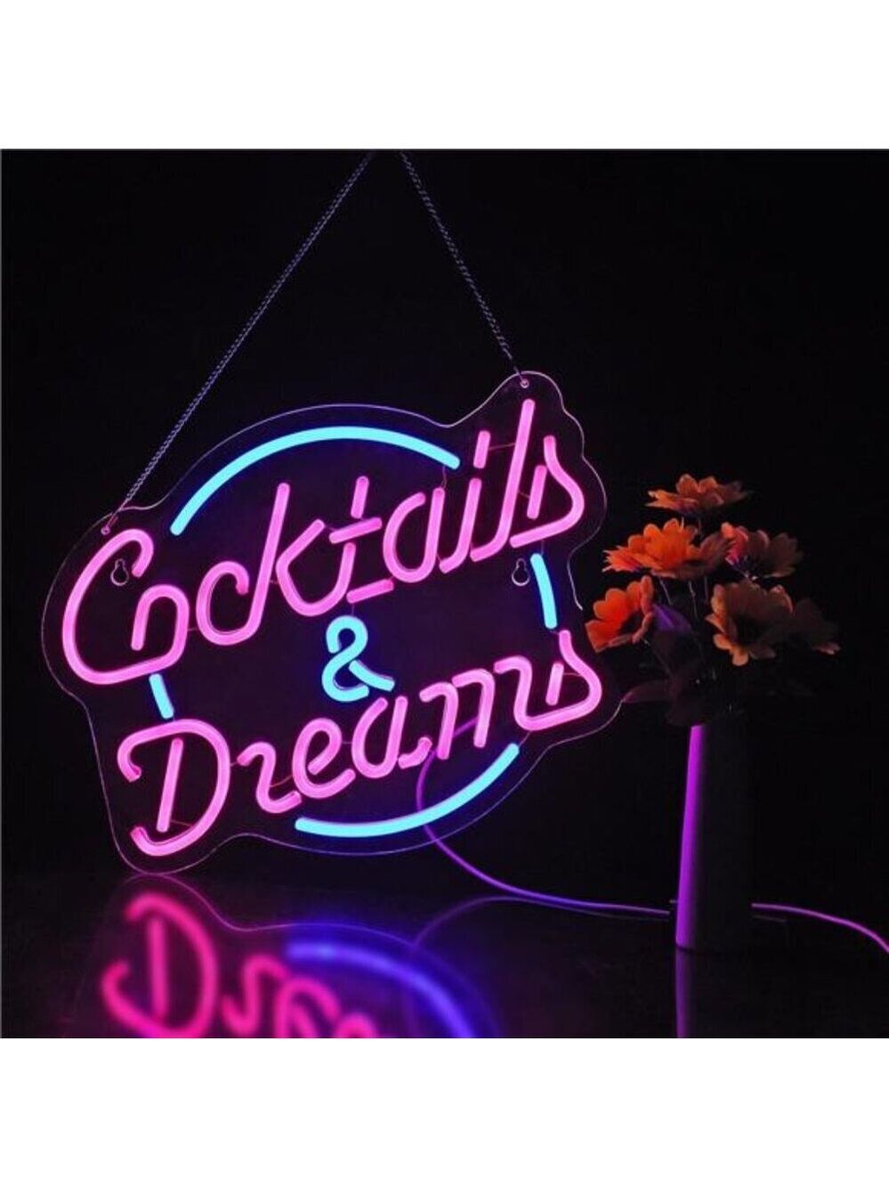 Cocktails and Dreams Movie LED Neon Sign Light Wall Decor Bar Party Man Cave NEW